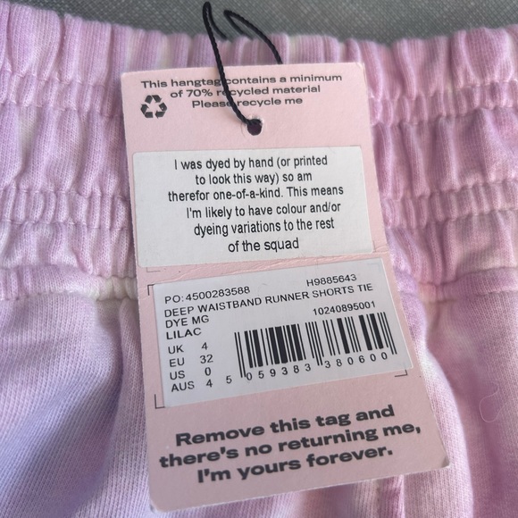 Brand New Misguided waistband runner shorts tie dye in LILAC Size US 0 UK 4 - Picture 8 of 8